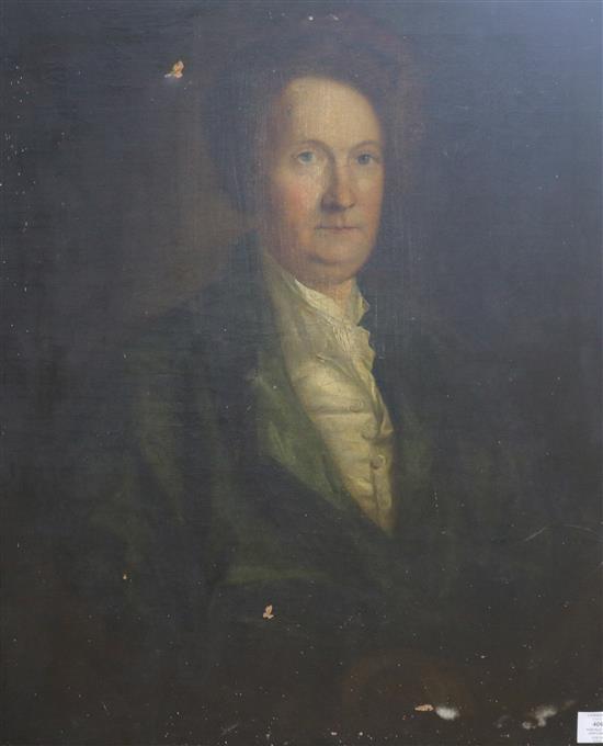 Early 19th century, oil on canvas, Portrait of a gentleman, 75 x 63cm, unframed